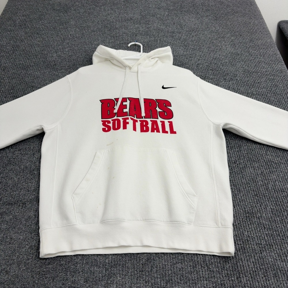 Bears Softball Nike Hoodie M White Cotton Blend Graphic Pullover Sporty Style